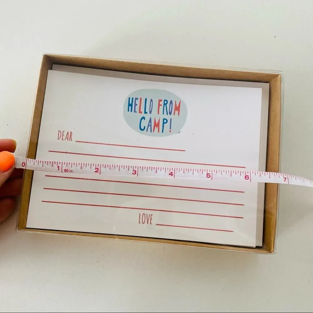 NEW ANTHROPOLOGIE White Red Blue Illustrated Camp Retro Card Notecards s/10